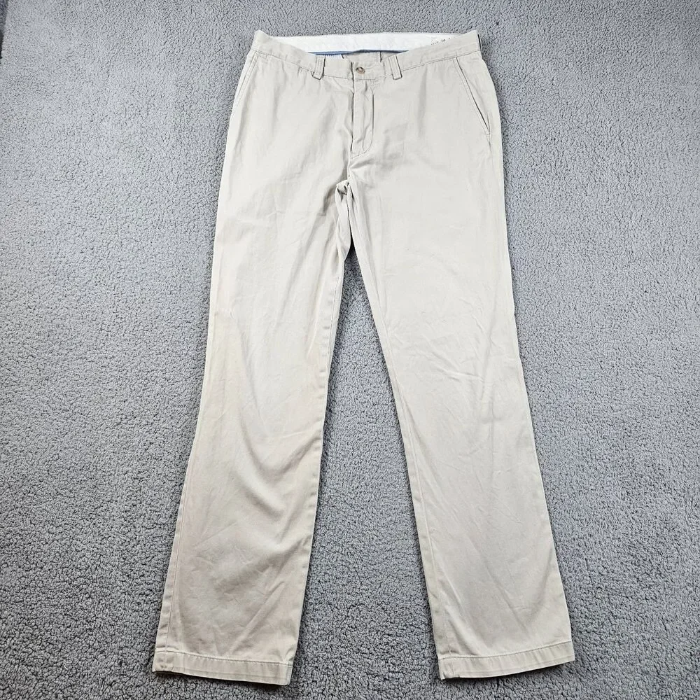 Polo Ralph Lauren Pants Mens 34s33* Khaki Beige Chino Flat Front Casual Classic